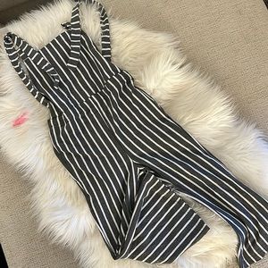 Baileys blossoms striped bell bottom overalls